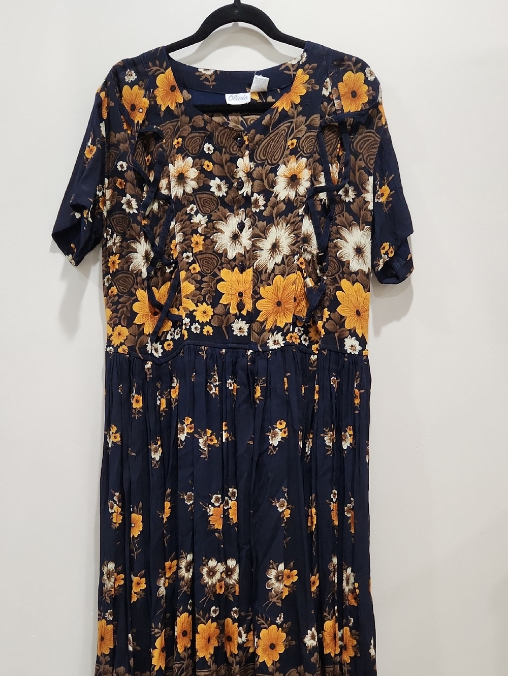 Olivia Floral Maxi Dress in Floral Blue and Yellow